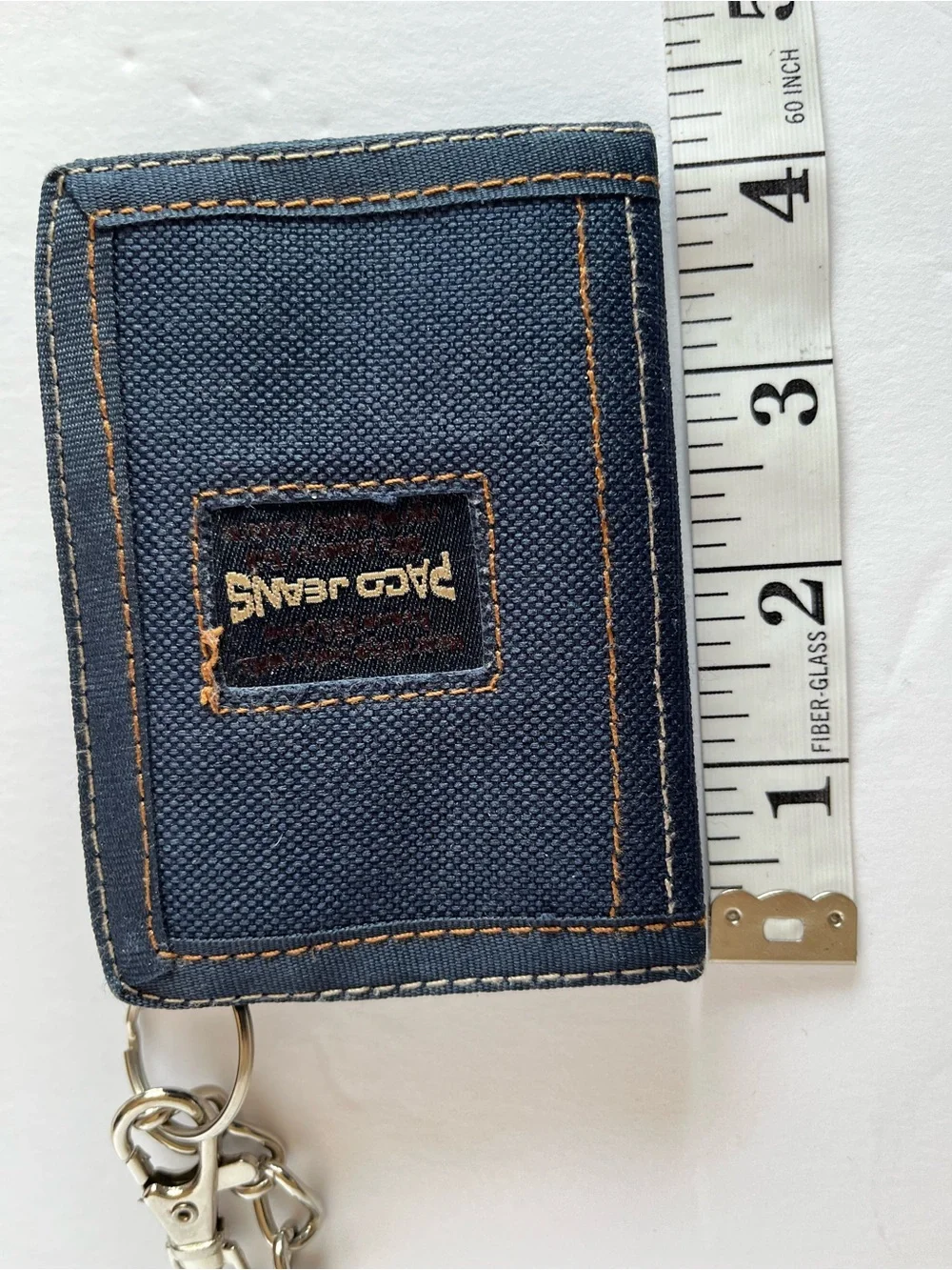 Y2K Paco Jeans Trifold Navy Denim Canvas Chain Vintage Wallet